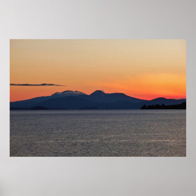 Affiche Couché de soleil de Taupo (Devant)