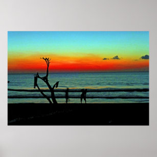 Affiche Couché de soleil sur la plage de Negril