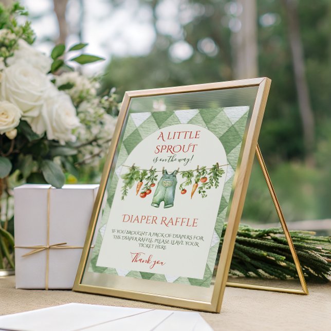 Affiche Couche pour Baby Shower neutre et rustique pousse  (Créateur téléchargé)