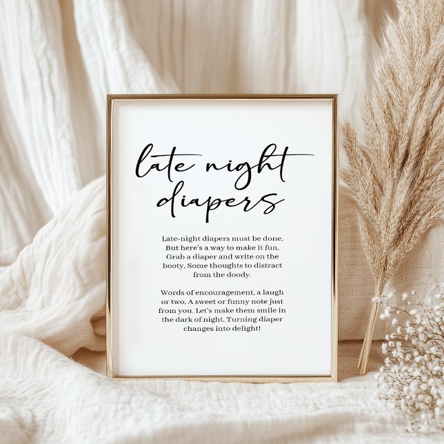 Affiche Couche pour bébé de nuit en écriture simple modern (Créateur téléchargé)