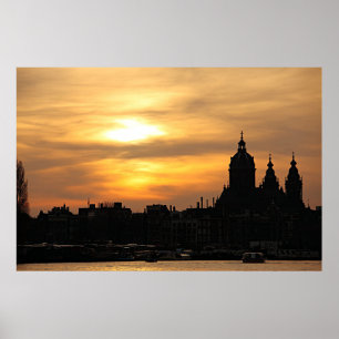 Affiche Coucher de soleil à Amsterdam