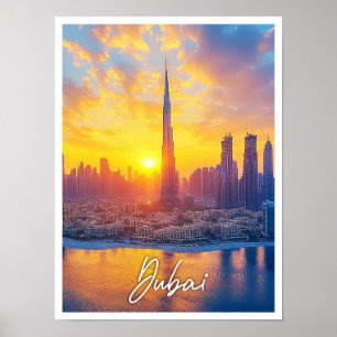 Affiche Coucher de soleil à Dubaï Émirats Arabes Unis