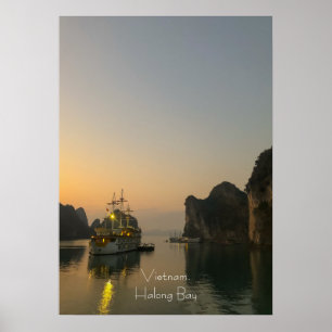 Affiche Coucher de soleil à Halong Bay Vietnam Coque-Mate