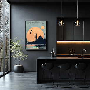 Affiche Coucher de soleil à Istanbul - Silhouette de mosqu