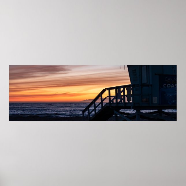 Affiche Coucher de soleil à l'heure du crépuscule doré - V (Devant)