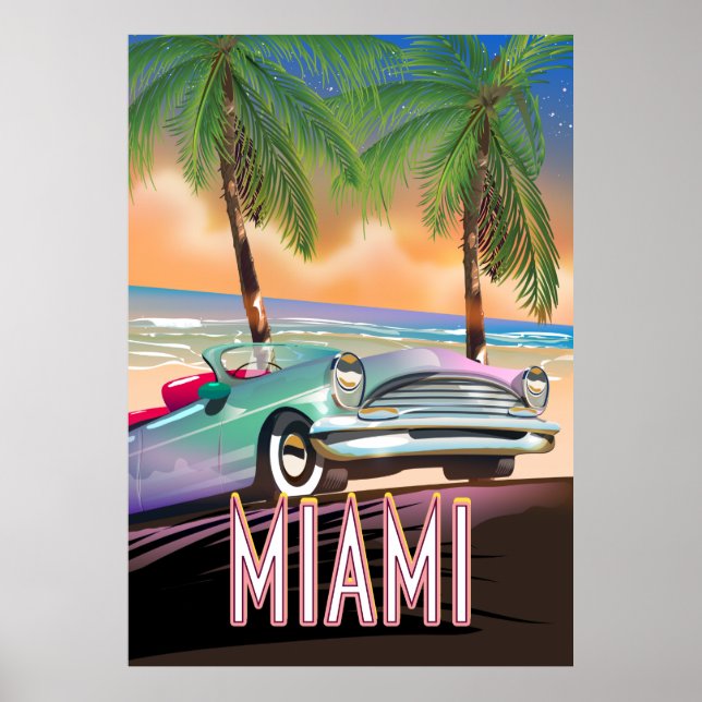 Affiche Coucher de soleil à Miami (Devant)