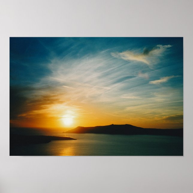 Affiche coucher de soleil à Santorin, Grèce (Devant)