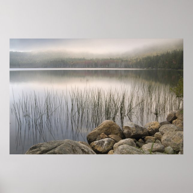 Affiche Coucher de soleil à travers le brouillard sur l'ét (Devant)