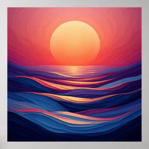 Affiche Coucher de soleil abstrait dégradé Horizons 🌅