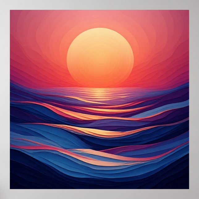 Affiche Coucher de soleil abstrait dégradé Horizons 🌅 (Devant)