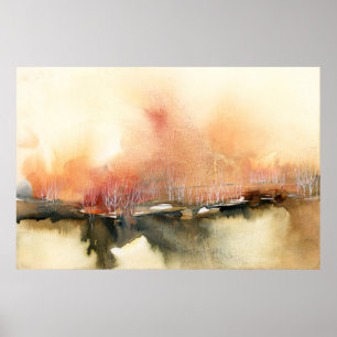 Affiche Coucher de soleil Atmosphère Orange Brown Paysage 