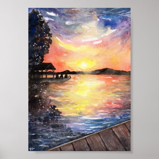 Affiche Coucher de soleil au chalet (Devant)