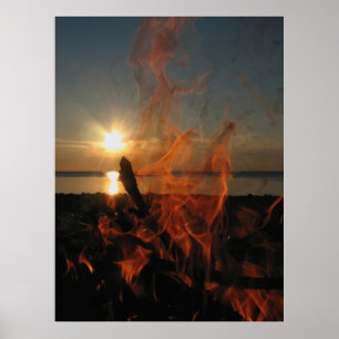 Affiche Coucher de soleil au feu de camp à Calumet Waterwo
