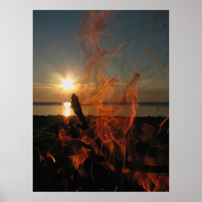 Affiche Coucher de soleil au feu de camp à Calumet Waterwo (Devant)