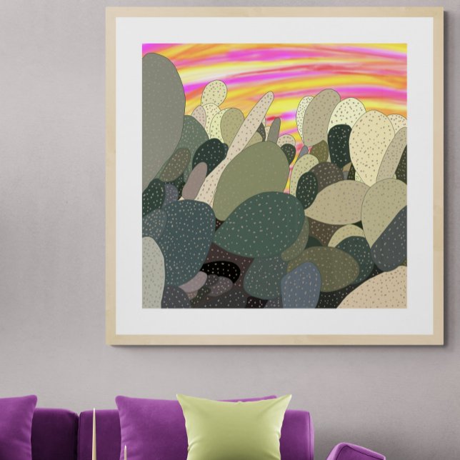 Affiche Coucher de soleil au jardin Cactus (Créateur téléchargé)