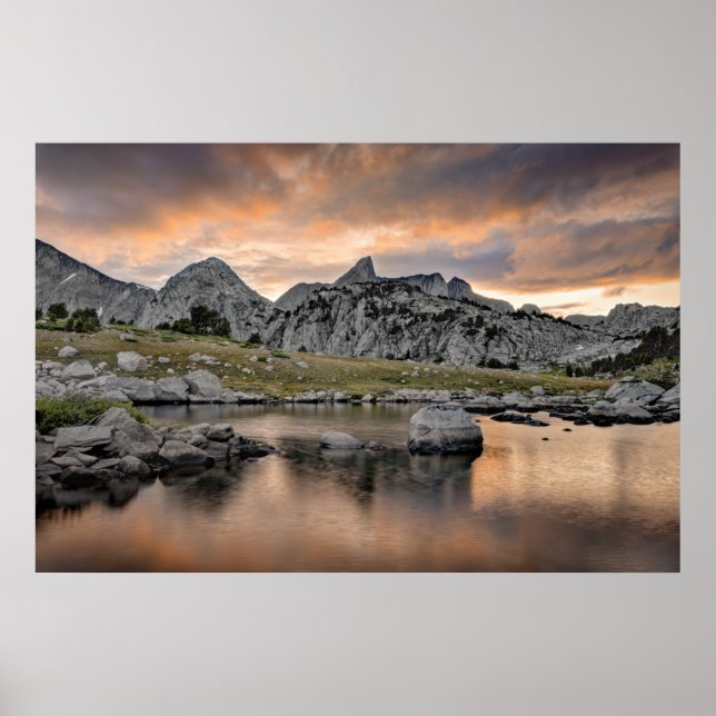 Affiche Coucher de soleil au lac Pyramid (Devant)