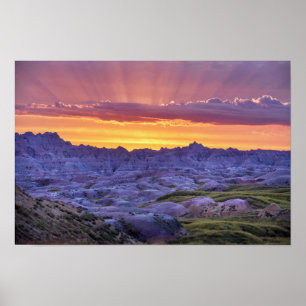 Affiche Coucher de soleil au parc national de Badlands, Da