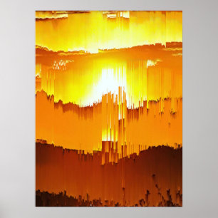 Affiche Coucher de soleil avec un bug numérique à l'horizo