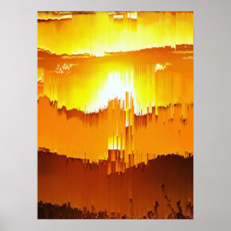 Affiche Coucher de soleil avec un bug numérique à l'horizo