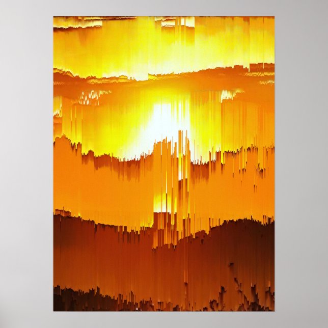 Affiche Coucher de soleil avec un bug numérique à l'horizo (Devant)