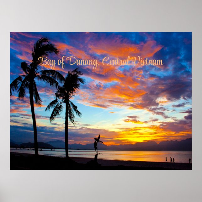 Affiche Coucher de soleil, baie de Danang, centre du Vietn (Devant)