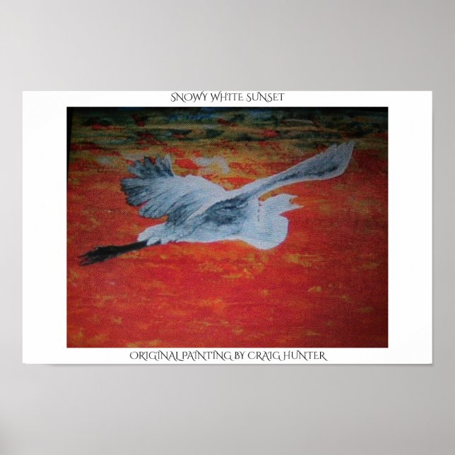 Affiche Coucher de soleil blanc neige (Devant)