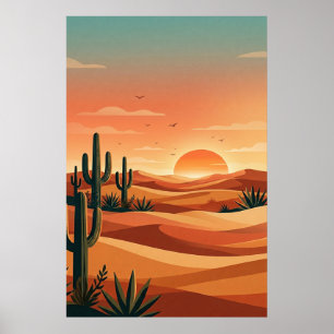 Affiche Coucher de soleil bohème dans le désert avec des d