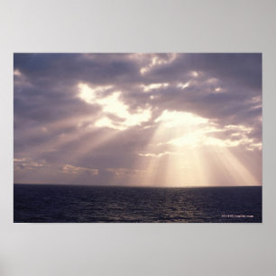 Affiche Coucher de soleil brillant par des nuages
