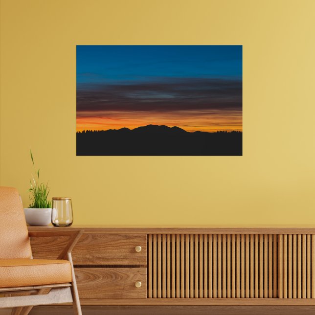 Affiche Coucher de soleil brûlant au-dessus de la silhouet (Salon 2)