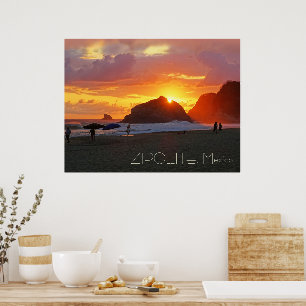 Affiche Coucher de soleil coloré à Zipolite, Mexique (pers