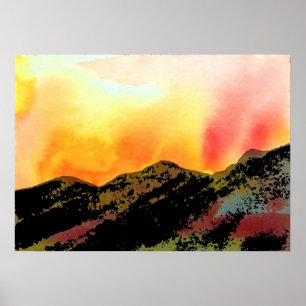 Affiche Coucher de soleil coloré du Colorado Mountain