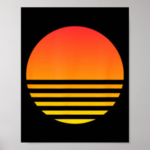Affiche Coucher de soleil cool été plage surf Rétro Vaporw