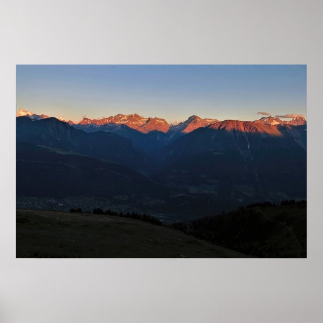 Affiche Coucher de soleil dans la vallée de Fiescher (Devant)