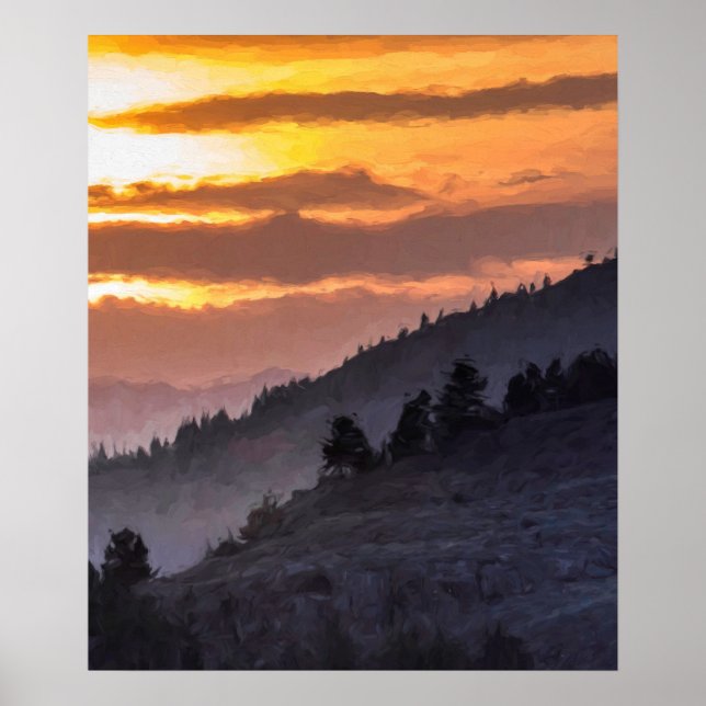 Affiche Coucher de soleil dans la vallée de Lamar (Devant)