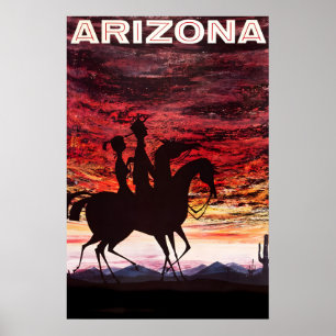 Affiche Coucher de soleil dans le désert de l'Arizona des