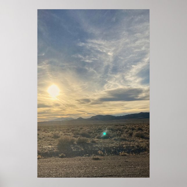 Affiche Coucher de soleil dans le désert du Nevada – Ciel  (Devant)