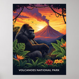 Affiche Coucher de soleil dans le parc national des volcan
