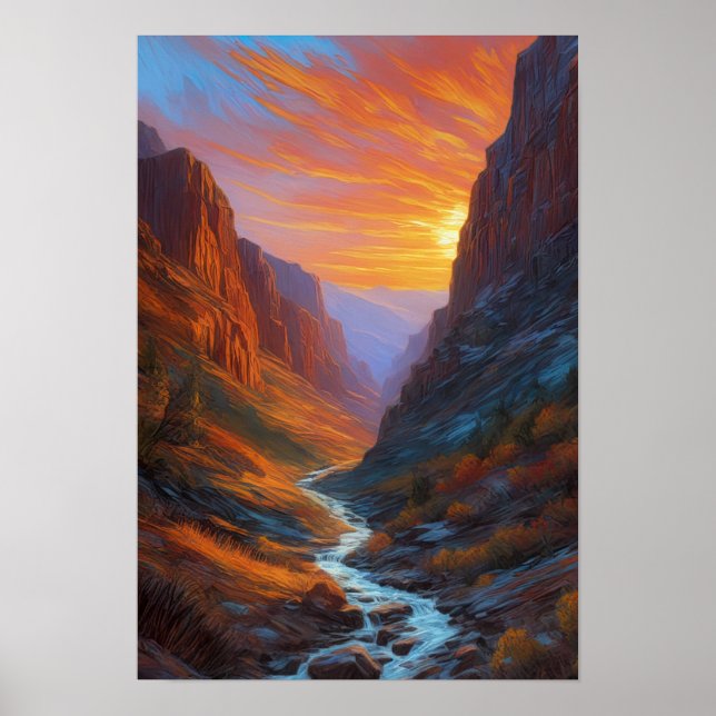 Affiche Coucher de soleil dans le Rocky Canyon (Devant)