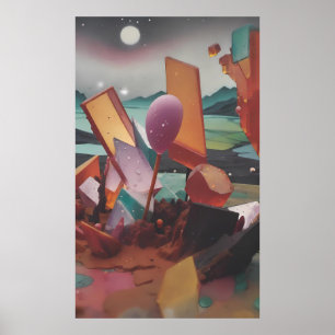 Affiche Coucher de soleil dans les terres de bonbons - Art
