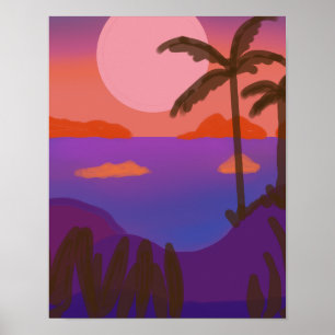 Affiche Coucher de soleil dans une lagune isolée
