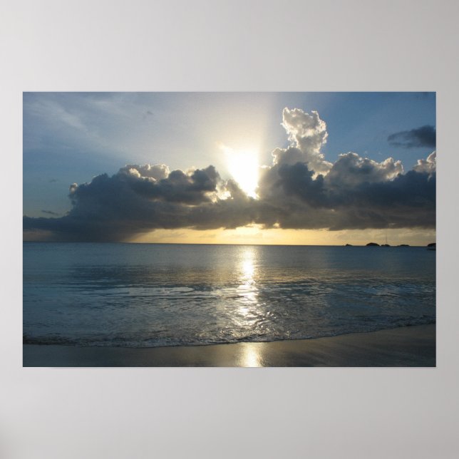 Affiche coucher de soleil d'Antiguan (Devant)