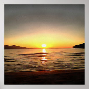 Affiche Coucher de soleil d'automne artistique sur la mer