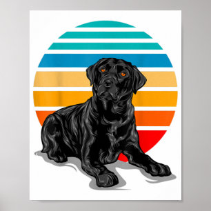 Affiche Coucher de soleil de chien du Labrador noir style