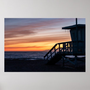 Affiche Coucher de soleil de l'heure d'or - Venice Beach, 
