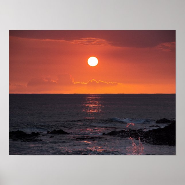Affiche Coucher de soleil de l'océan hawaïen - Couchers de (Devant)
