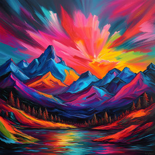 Affiche Coucher de soleil de Neon Mountain