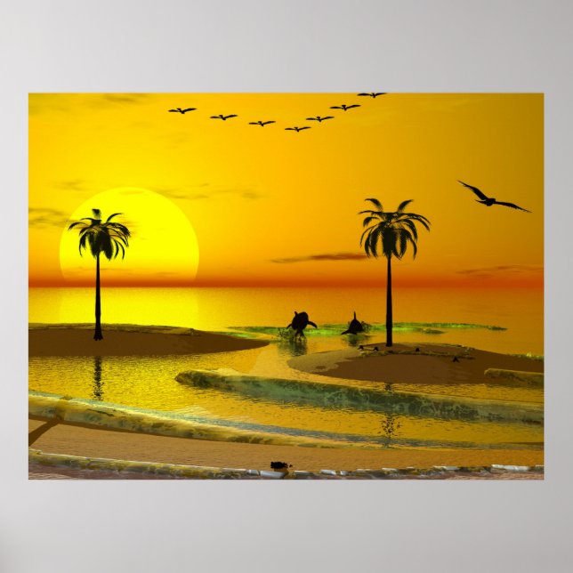Affiche Coucher de soleil de Paradise Shore (Devant)