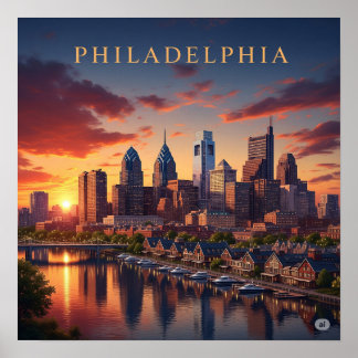 Affiche Coucher de soleil de Philadelphie