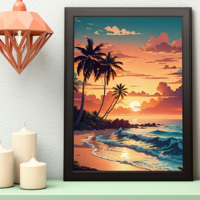 Affiche Coucher de soleil de plage tropical (Créateur téléchargé)