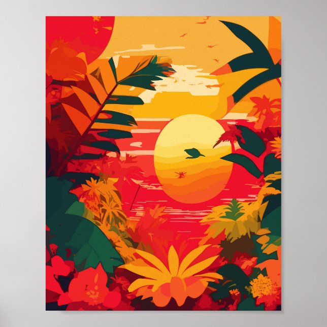 Affiche Coucher de soleil de Reggae de l'île tropicale (Devant)